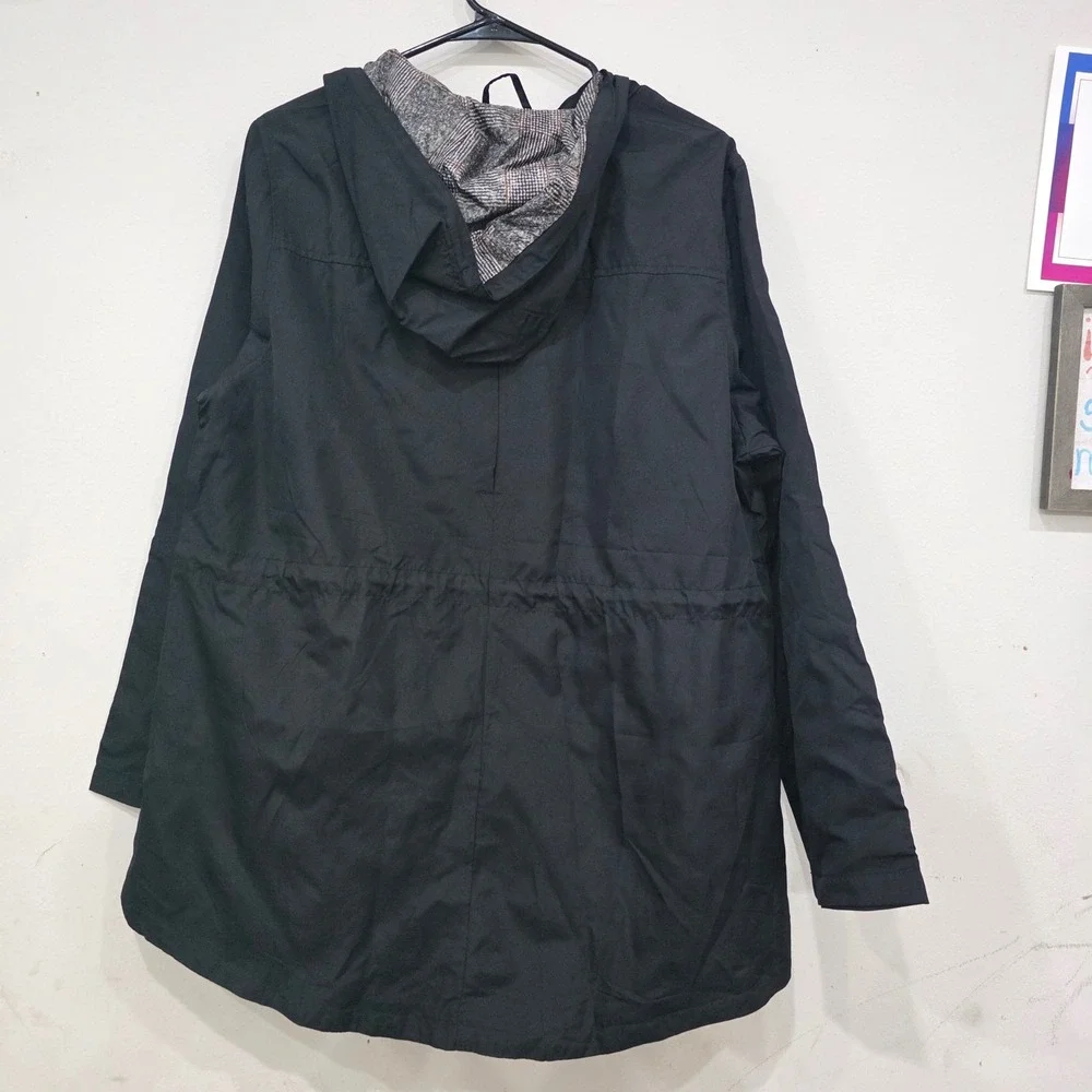 Jones New York Parka In Pocket WaterResistant Hooded Jacket Black XL J29782X-ST